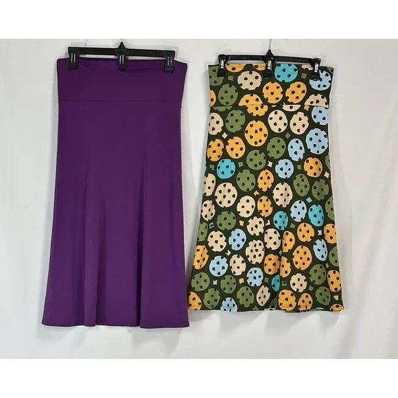 LuLaRoe Sz 3XL Simply Comfortable Fold Over Waist Skirt Bundle Multicolor Casual - Picture 2 of 10